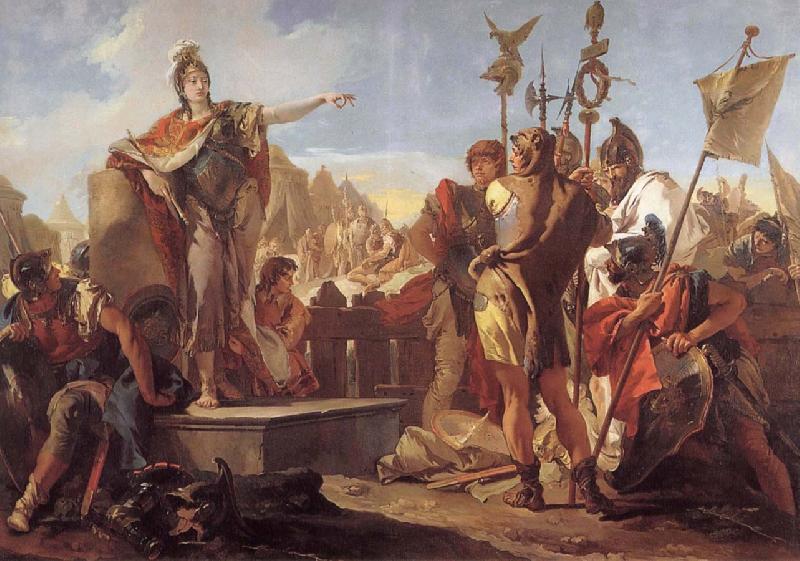 Giovanni Battista Tiepolo Queen Zenobia talk to their soldiers oil painting image